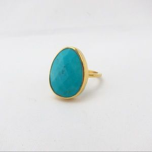 Large Turquoise and Gold Statement Ring